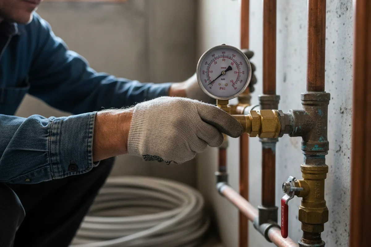 Pressure testing a repaired line during Water Line Repair in West Harrison
